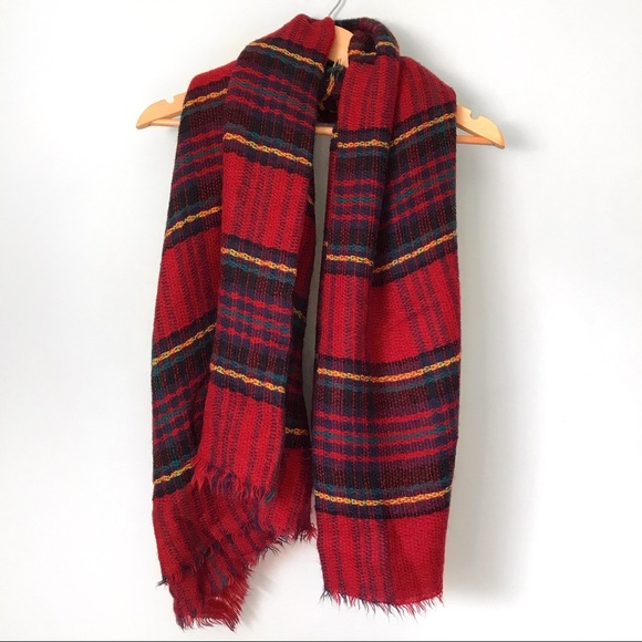Call It Spring Accessories - Red plaid blanket scarf